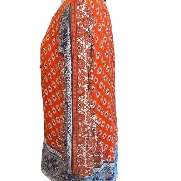 Lucky Brand Women's Blouse Size XL Red/Black/Blue/Cream Pullover Long Sleeve - Picture 5 of 9